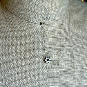 Pendant necklace tiny choker zirconia 925 silver plated